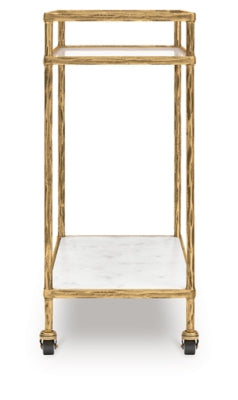 Ashley Plattfield Antique Gold Finish Bar Cart