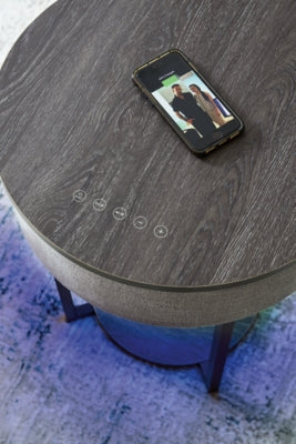 Ashley Sethlen Gray Black Accent Table with Speaker