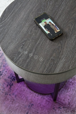 Ashley Sethlen Gray Black Accent Table with Speaker
