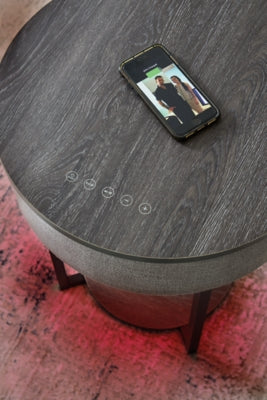Ashley Sethlen Gray Black Accent Table with Speaker