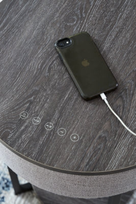 Ashley Sethlen Gray Black Accent Table with Speaker