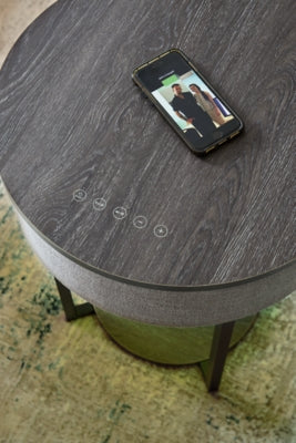 Ashley Sethlen Gray Black Accent Table with Speaker
