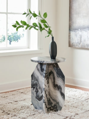 Ashley Wrenlane Black White Taupe Accent Table