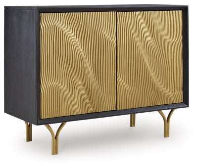 Ashley Tayner Black Gold Finish Accent Cabinet