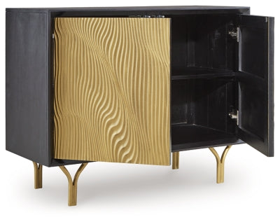 Ashley Tayner Black Gold Finish Accent Cabinet