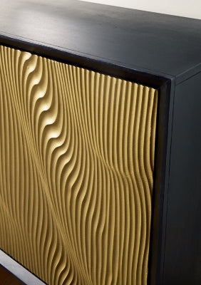 Ashley Tayner Black Gold Finish Accent Cabinet