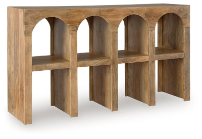 Ashley Luzmanacy Natural Brown Console Sofa Table