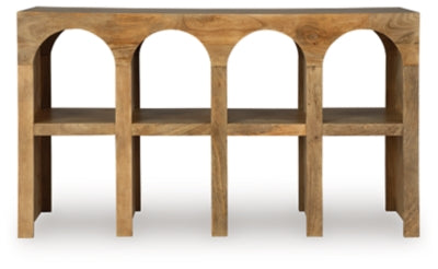 Ashley Luzmanacy Natural Brown Console Sofa Table