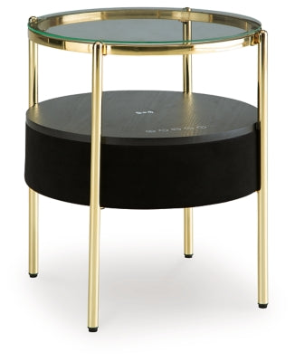 Ashley Nedman Black Gold Finish Accent Table with Speaker