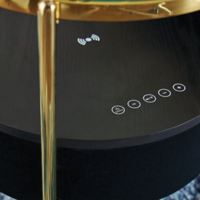 Ashley Nedman Black Gold Finish Accent Table with Speaker