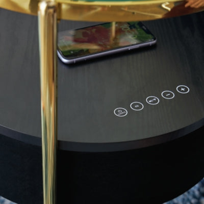 Ashley Nedman Black Gold Finish Accent Table with Speaker