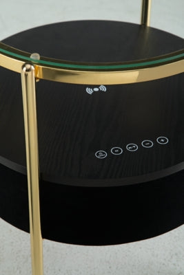 Ashley Nedman Black Gold Finish Accent Table with Speaker