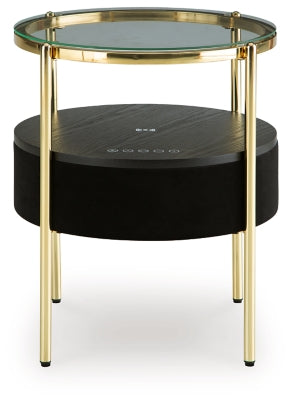 Ashley Nedman Black Gold Finish Accent Table with Speaker