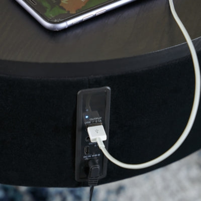 Ashley Nedman Black Gold Finish Accent Table with Speaker