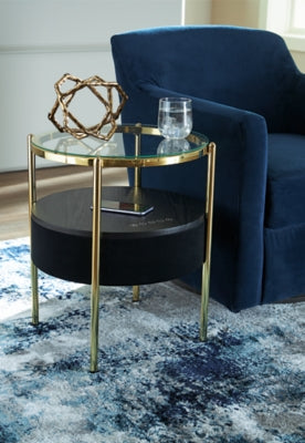 Ashley Nedman Black Gold Finish Accent Table with Speaker
