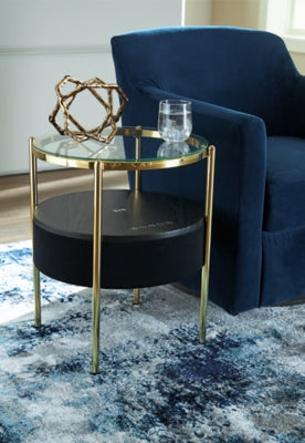 Ashley Nedman Black Gold Finish Accent Table with Speaker