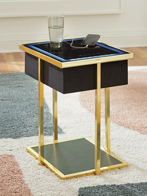 Ashley Rexwell Black Gold Finish Accent Table with Speaker