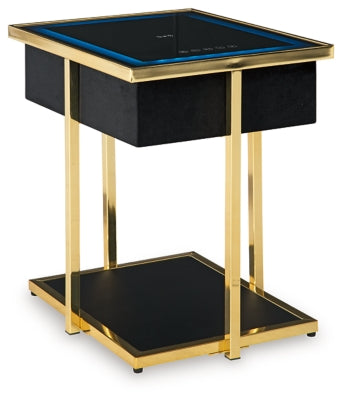 Ashley Rexwell Black Gold Finish Accent Table with Speaker