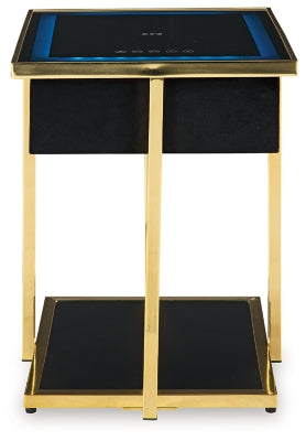 Ashley Rexwell Black Gold Finish Accent Table with Speaker
