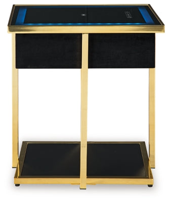 Ashley Rexwell Black Gold Finish Accent Table with Speaker