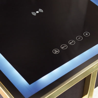 Ashley Rexwell Black Gold Finish Accent Table with Speaker