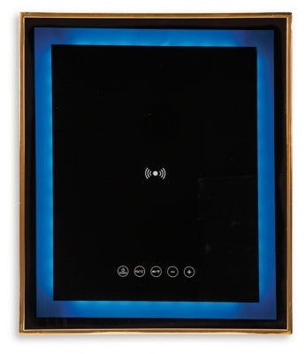 Ashley Rexwell Black Gold Finish Accent Table with Speaker