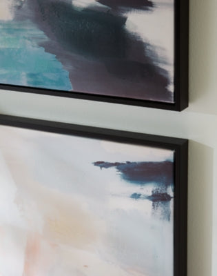 Ashley Caldish Blue White Pink Wall Art (Set of 2)