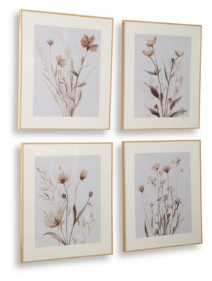 Ashley Chettings Beige Gray Blush Wall Art (Set of 4)