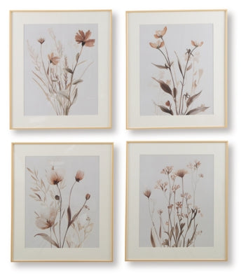 Ashley Chettings Beige Gray Blush Wall Art (Set of 4)