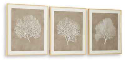 Ashley Hendridge Taupe White Wall Art (Set of 3)