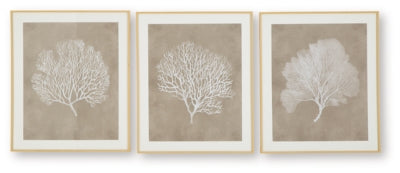 Ashley Hendridge Taupe White Wall Art (Set of 3)