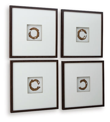 Ashley Dallbourne White Gold Finish Wall Art (Set of 4)