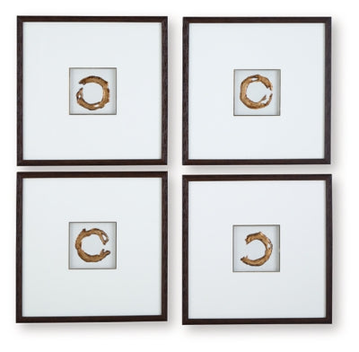 Ashley Dallbourne White Gold Finish Wall Art (Set of 4)
