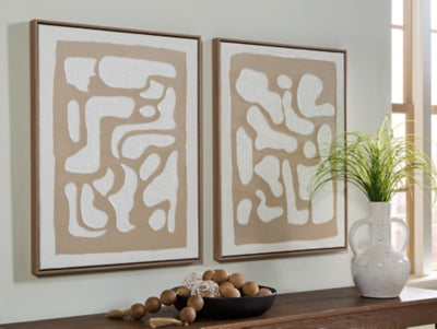Ashley Waldett Beige White Wall Art (Set of 2)