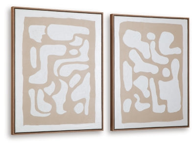 Ashley Waldett Beige White Wall Art (Set of 2)