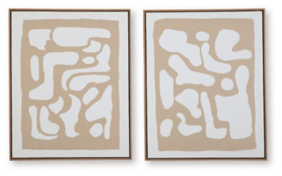Ashley Waldett Beige White Wall Art (Set of 2)