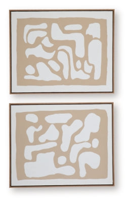 Ashley Waldett Beige White Wall Art (Set of 2)