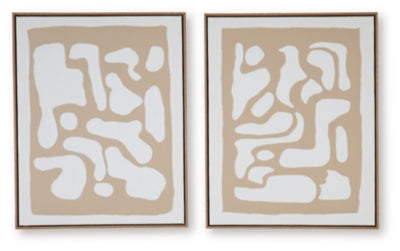 Ashley Waldett Beige White Wall Art (Set of 2)