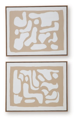 Ashley Waldett Beige White Wall Art (Set of 2)