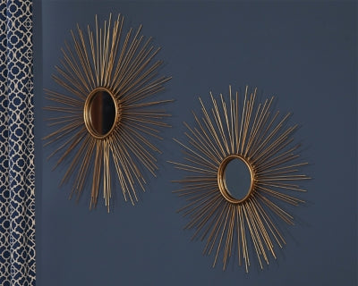 Ashley Doniel Antique Gold Finish Accent Mirror (Set of 2)
