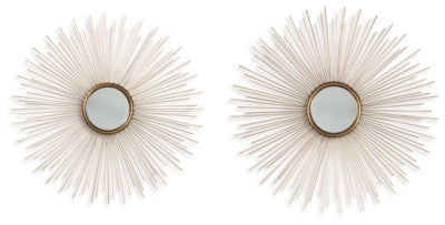 Ashley Doniel Antique Gold Finish Accent Mirror (Set of 2)