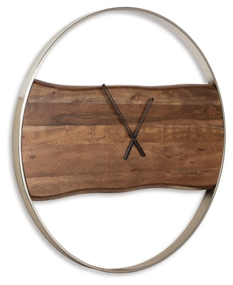 Ashley Panchali Brown Silver Finish Wall Clock