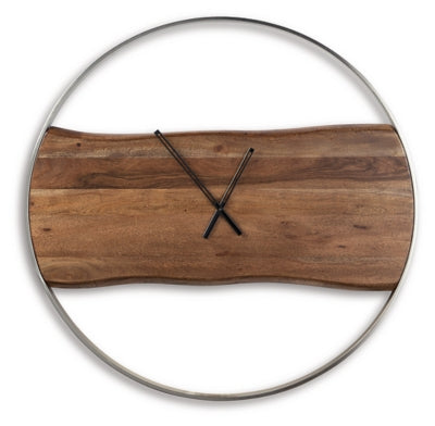 Ashley Panchali Brown Silver Finish Wall Clock