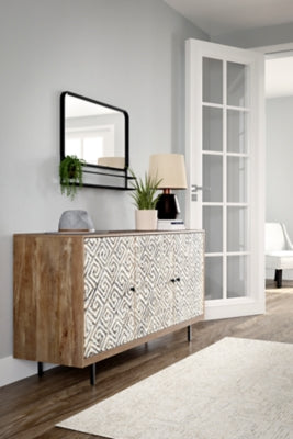 Ashley Kerrings Brown Black White Accent Cabinet