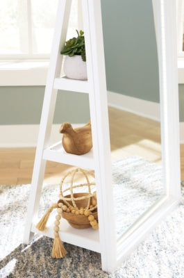 Ashley Evesen White Floor Standing Mirror/Storage