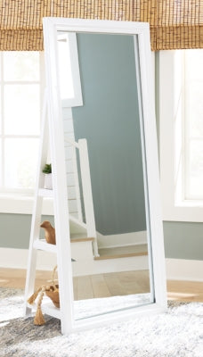 Ashley Evesen White Floor Standing Mirror/Storage
