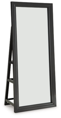 Ashley Evesen Black Floor Standing Mirror/Storage