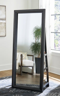Ashley Evesen Black Floor Standing Mirror/Storage
