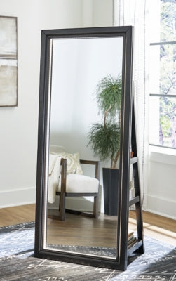 Ashley Evesen Black Floor Standing Mirror/Storage