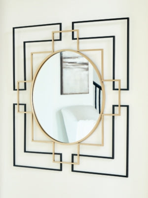 Ashley Oceanal Black Gold Finish Accent Mirror